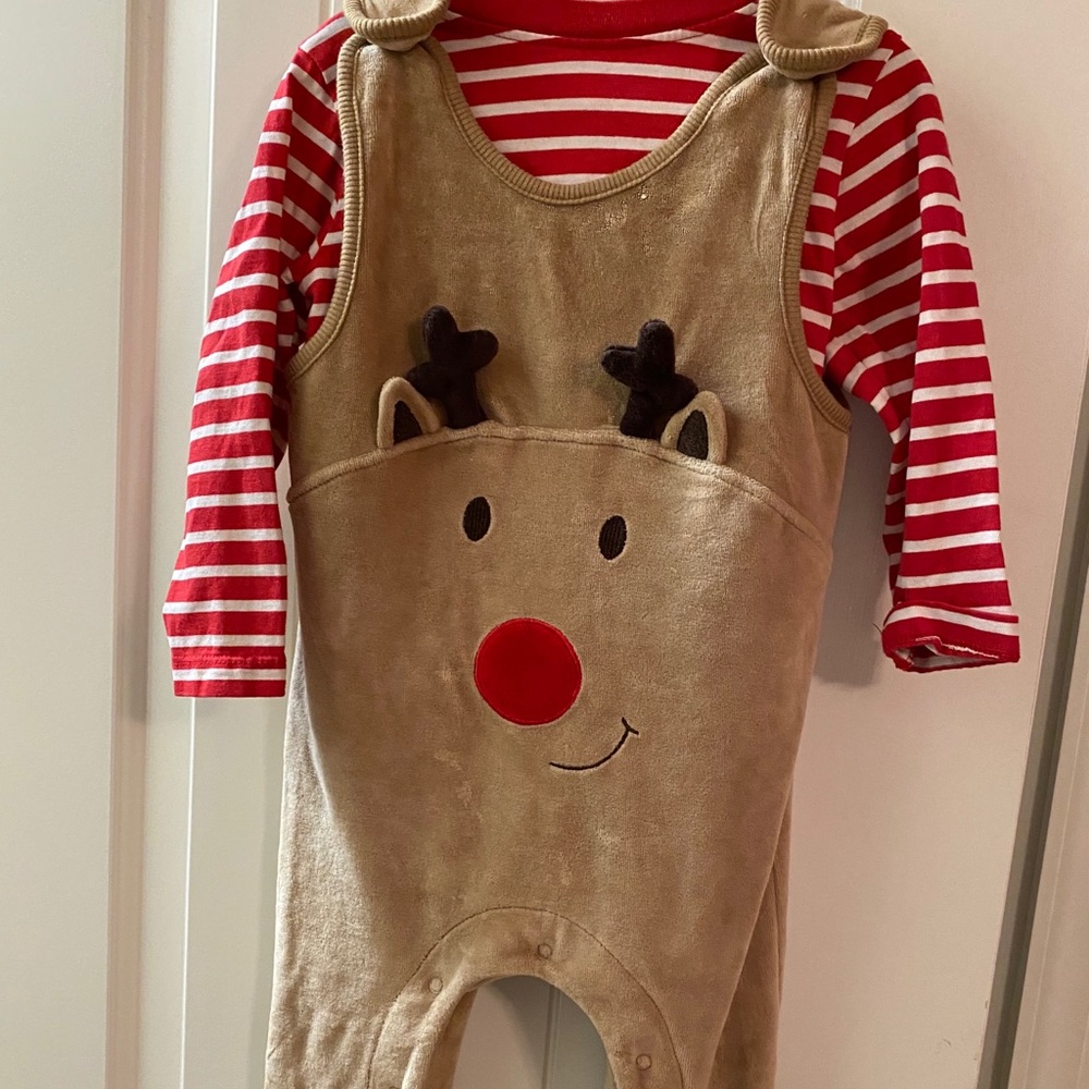 JoJo Mamen Bébé Reindeer Overalls w/ Shirt
